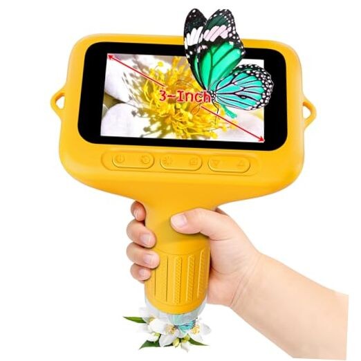 Kids' Digital Microscope - 3" Screen 1000X Handheld - HD - Yellow