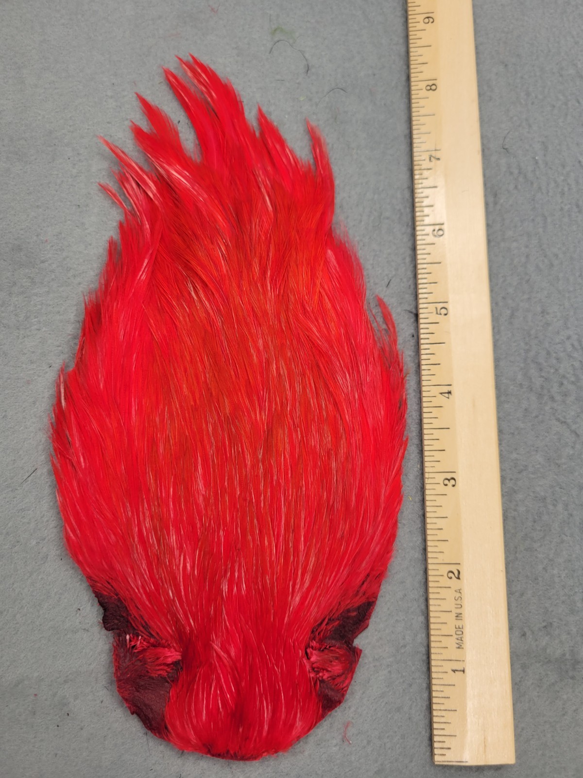 Lot 202,  Grade B,  DYED RED India Rooster Streamer Neck Cape Feathers