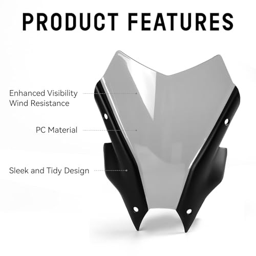Windshield for Yamaha MT09 FZ09, Light Gray Wind Shield Front Windscreen Air
