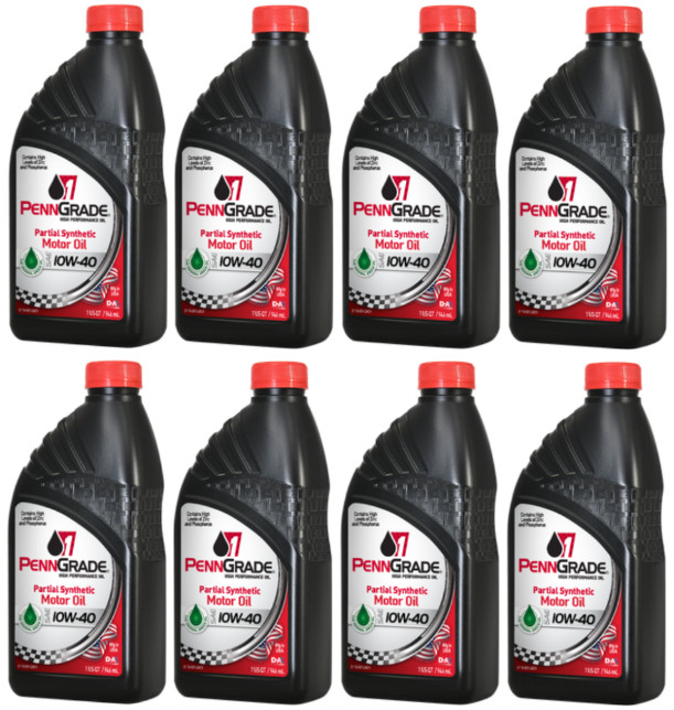 8 Quarts of HIGH ZINC PennGrade 1 Racing Oil 10W40 Semi-Synthetic (GREEN OIL)