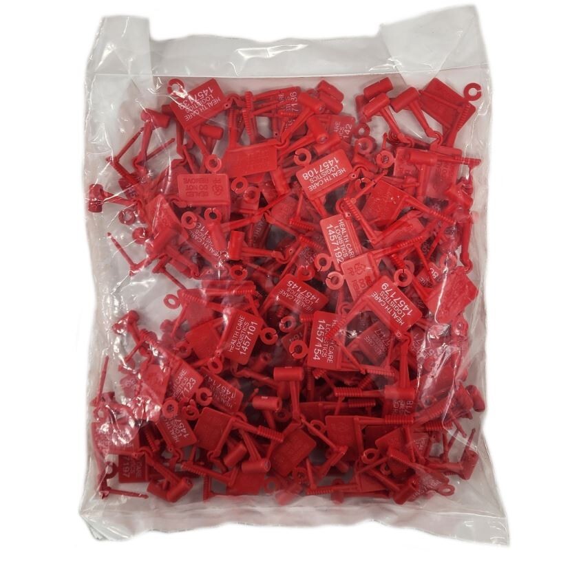 *100-Pieces* Health Care Logistics Padlock Seal Sequentially Numbered Red 7901