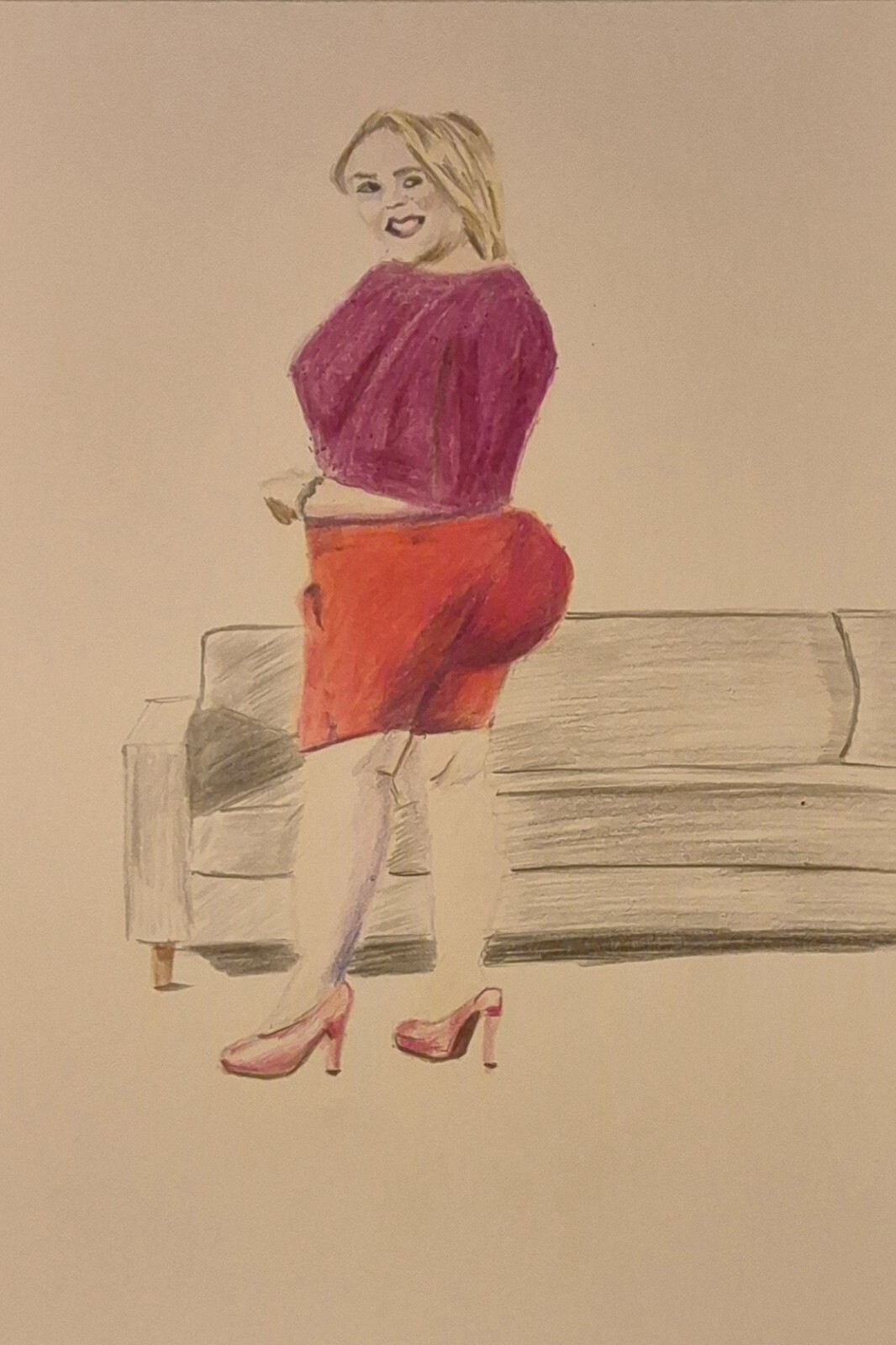 Plus Sized Blonde Woman In Shorts