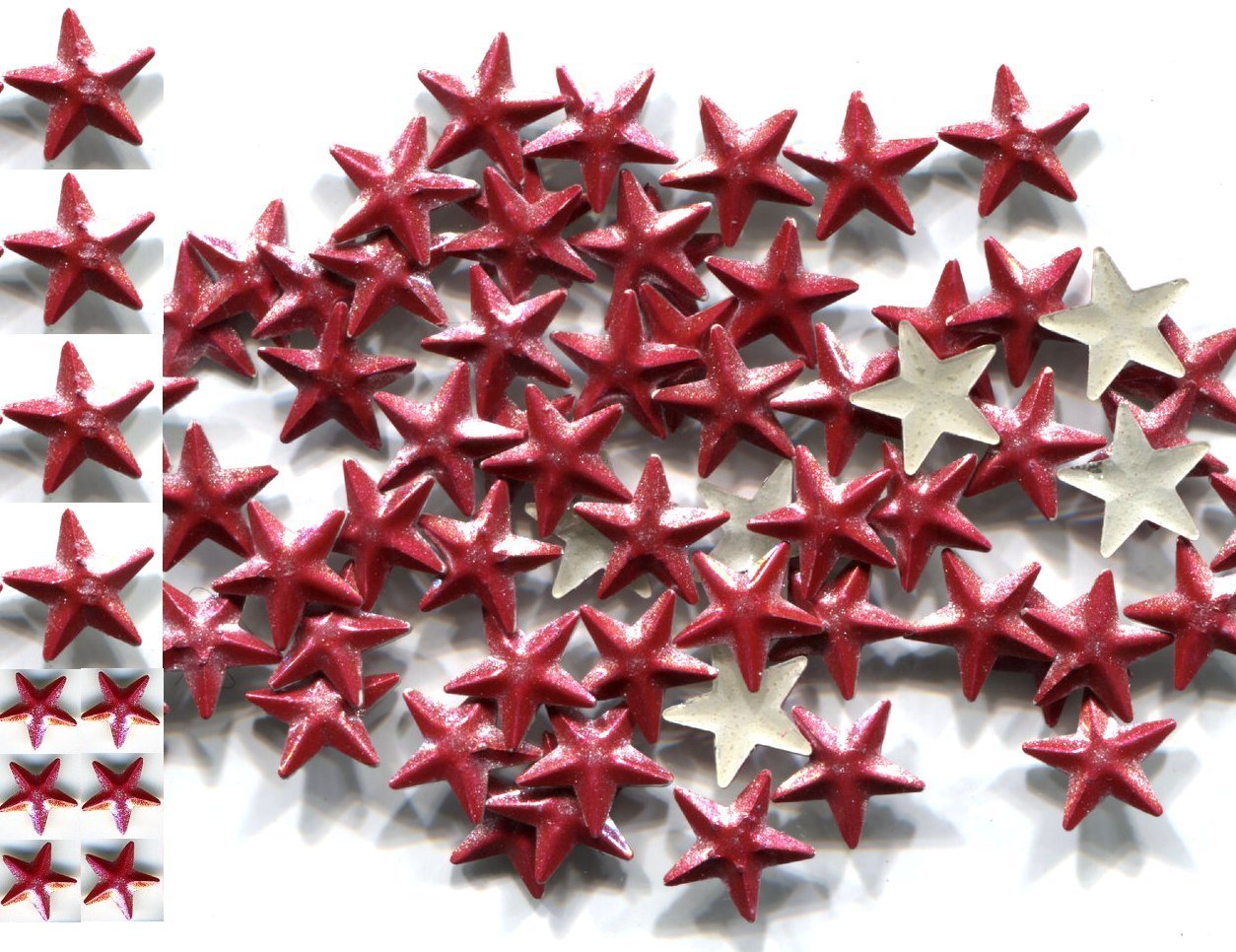 STARS  Rhinestuds  8mm Pearl Color RED  Hot Fix 1 gross