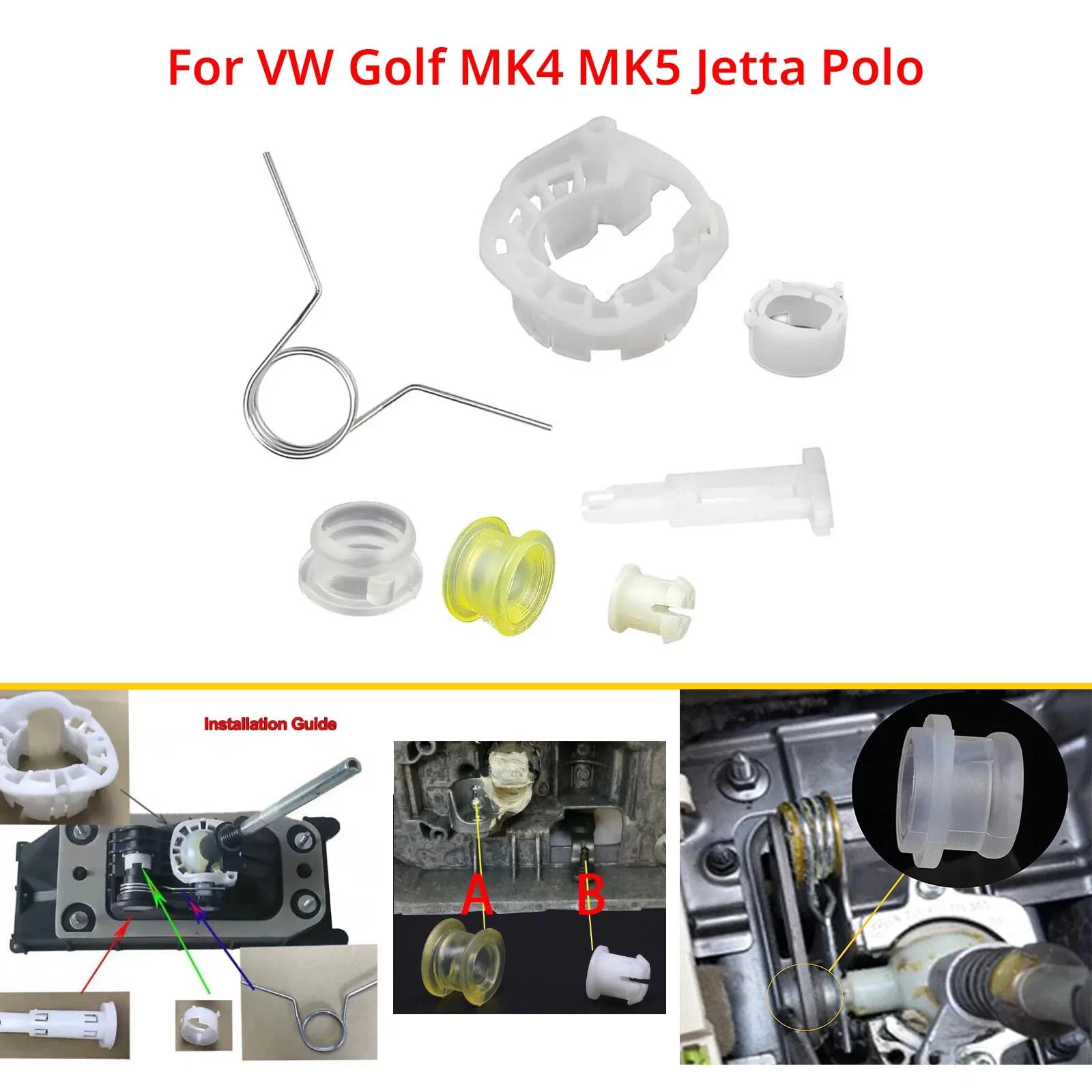 Manual Gear Shift Lever Cable Bushing Repair Kit For VW Golf MK4 MK5 Jetta Polo