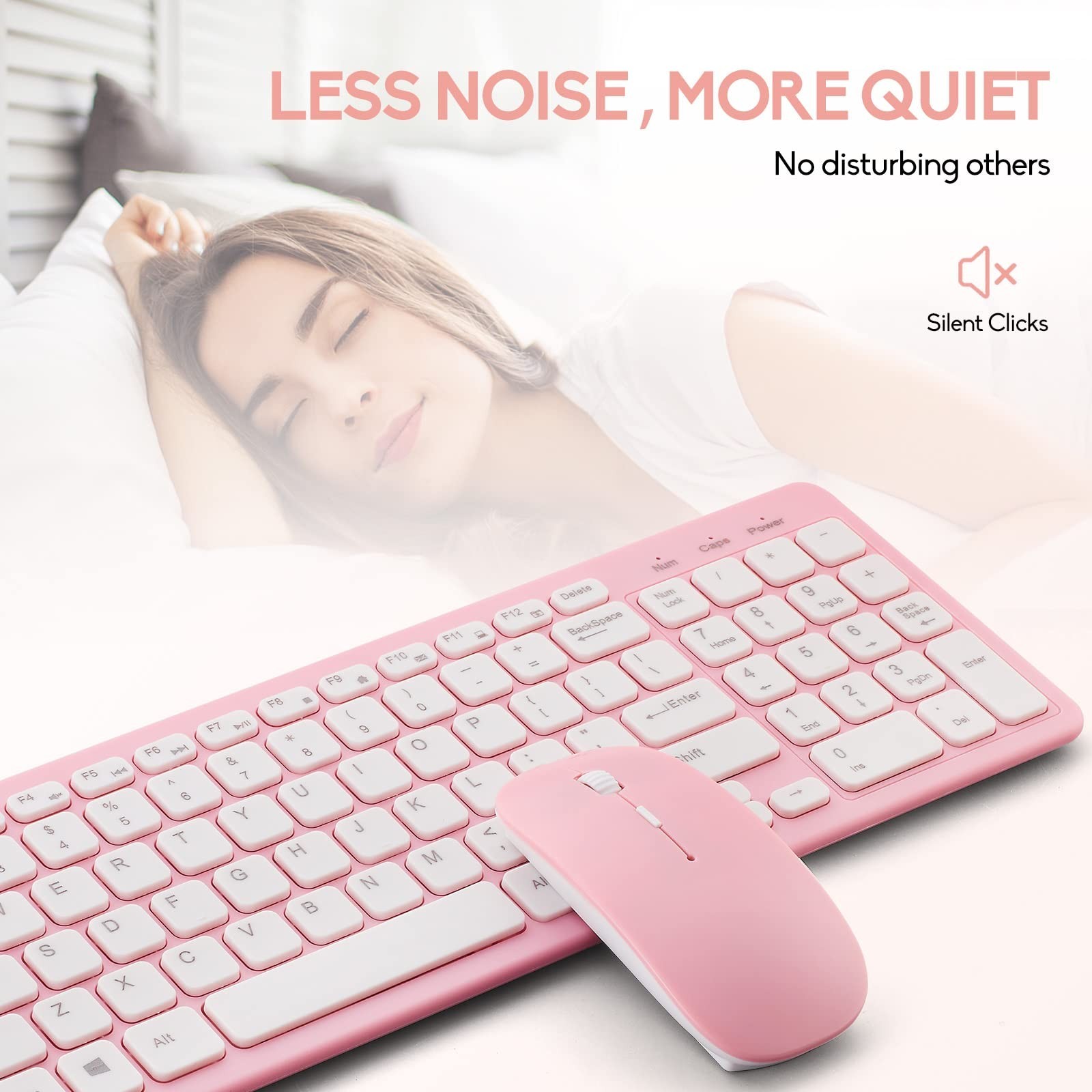 Wireless Keyboard and Mouse Combo, Compact Quiet Wireless Keyboard and Mouse ...