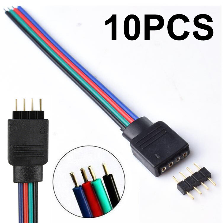10PCS 4-PIN Male / Female Connector Wire Cable For 3528 5050 RGB LED Strip Light