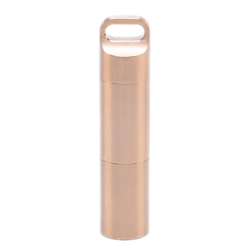 EDC Double Layer Solid Brass Survival Waterproof Key Storage pill Box Kit Tool