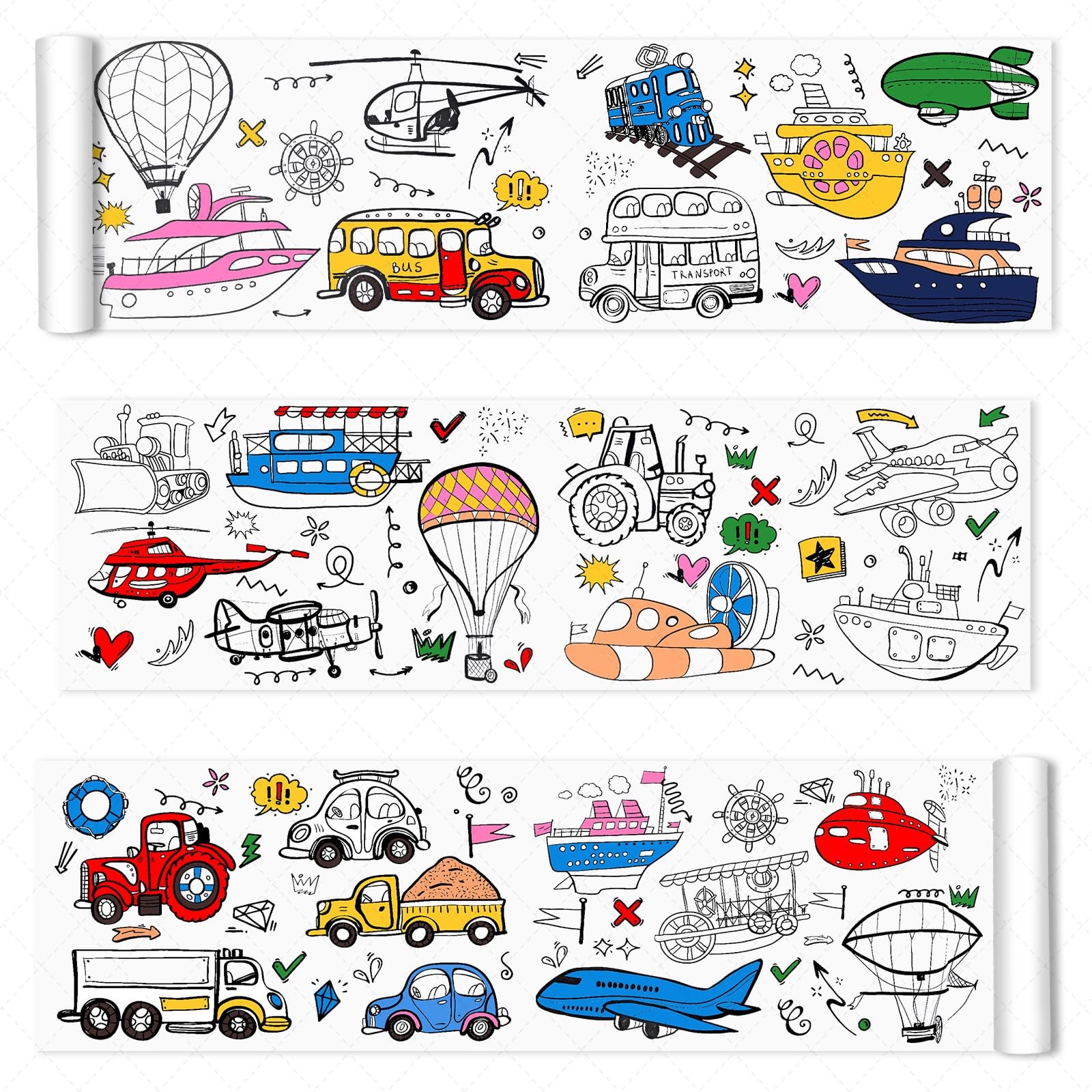 118 * 11.8inch Transportation Coloring Roll, DIY Drawing Roll, Painting for C...
