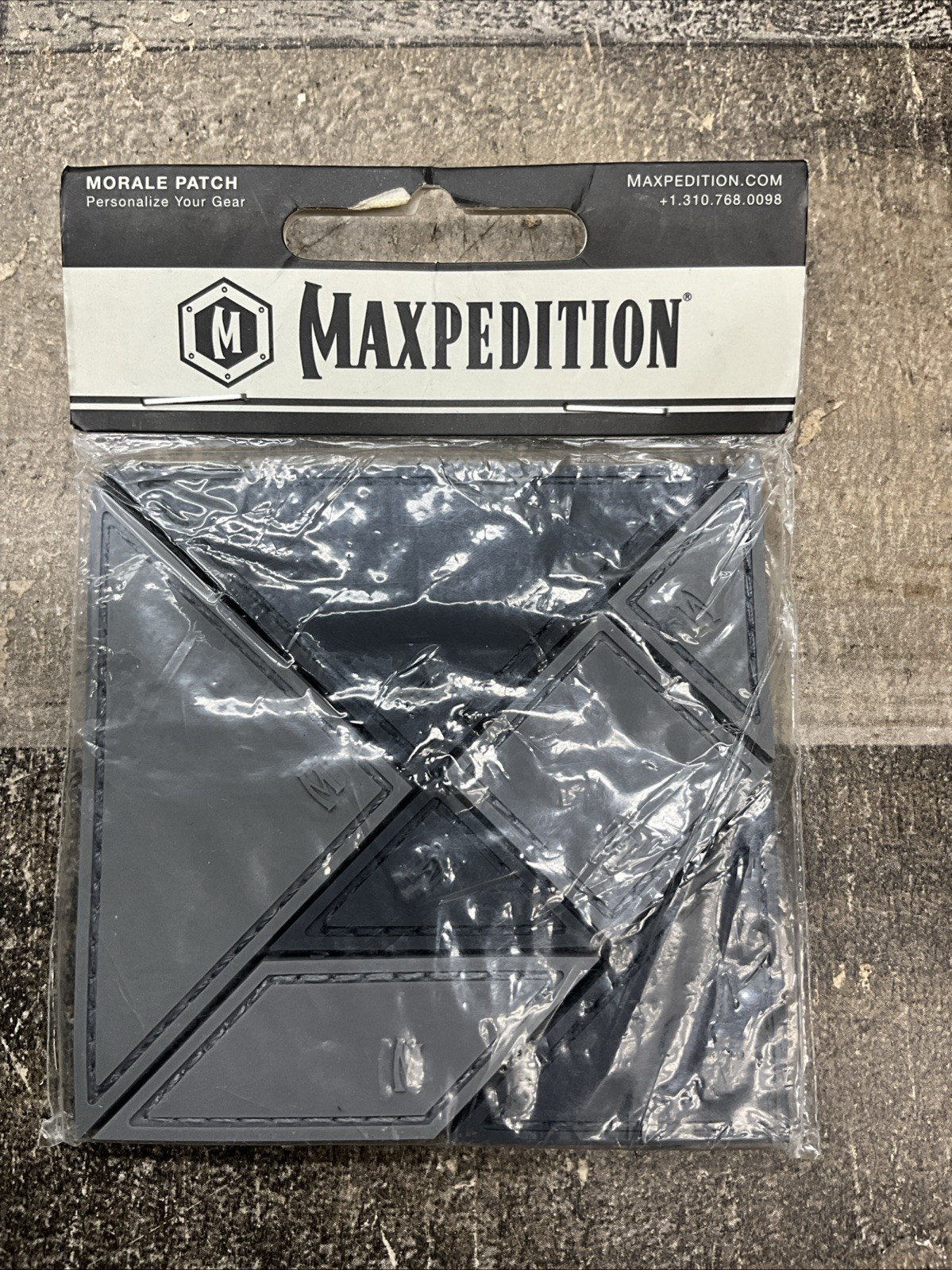 MAXPEDITION TANGRAM 7 PIECE MORALE PATCH SWAT PVC 3x3 BLACK GREY