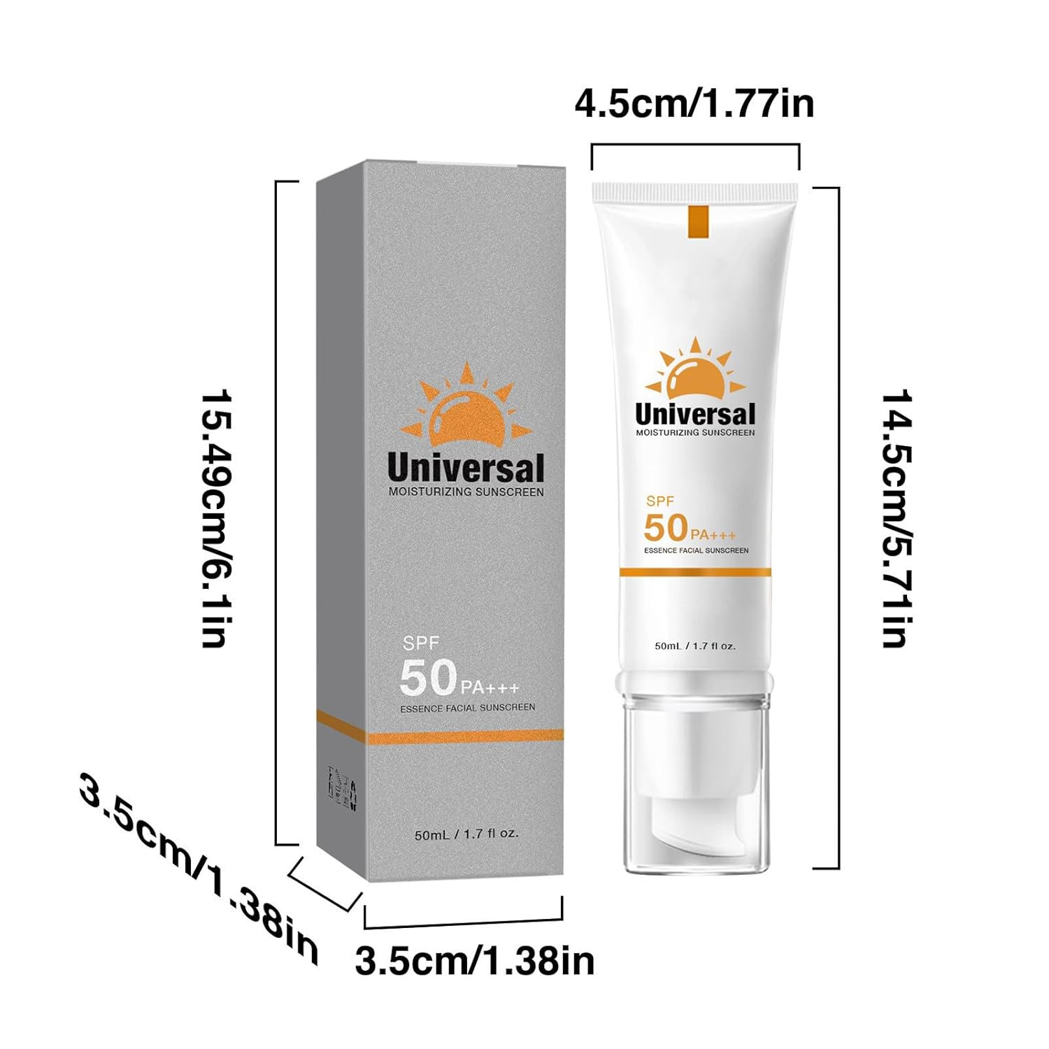 (2PC) Tinted Sunscreen for Face SPF 50 Universal Protector Solar Moisturizing SP