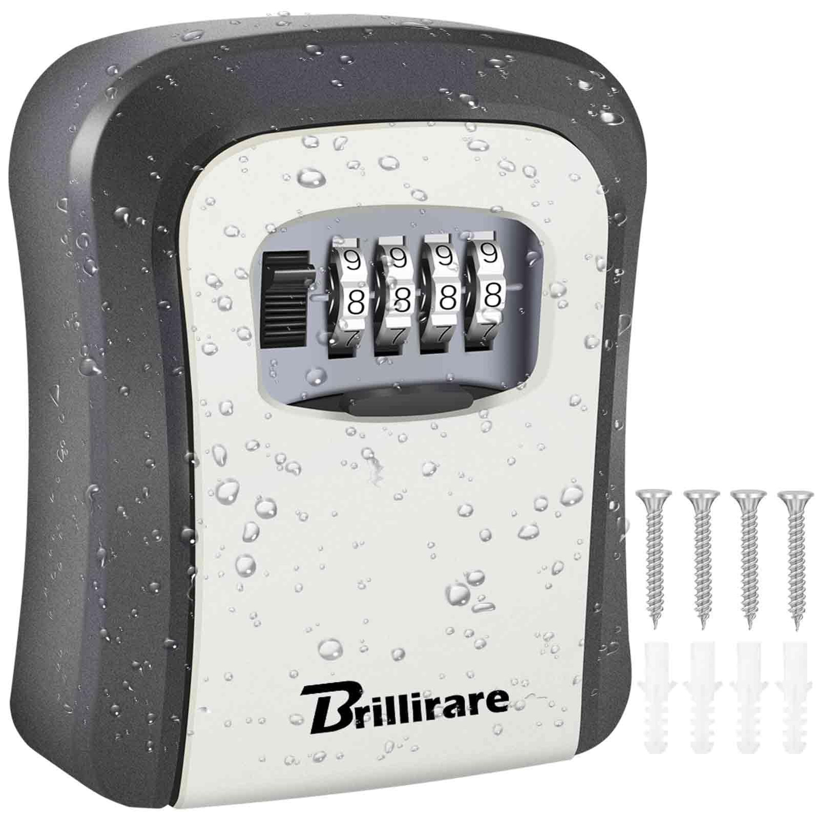 BRILLIRARE Key Lock Box, Waterproof Combination Lockbox Wall 1 Pack, Grey