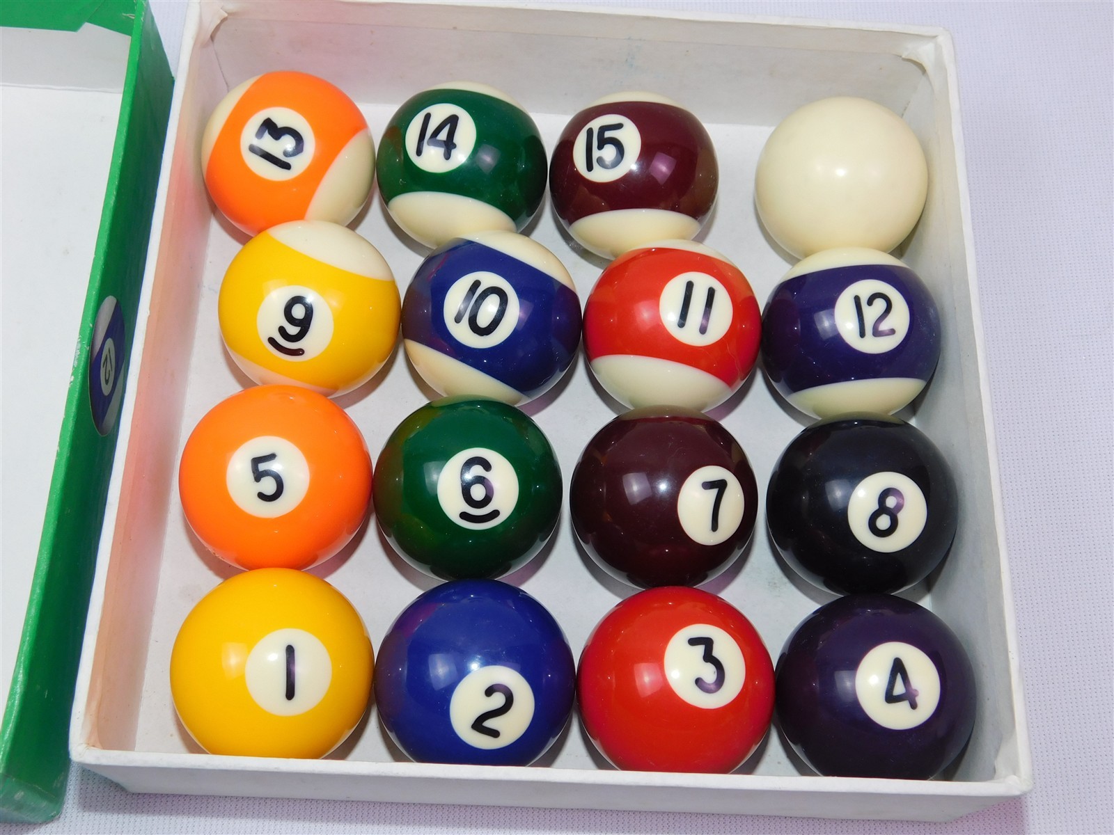 Vintage Victor Pool Balls Set GMI 1.5" Billiard Balls Complete Set in Box