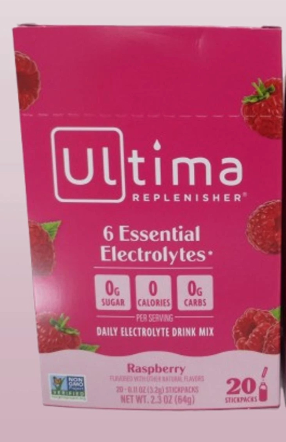 10/26 Ultima Replenisher, Electrolyte Hydration Drink Mix, Raspberry, 20 Count S