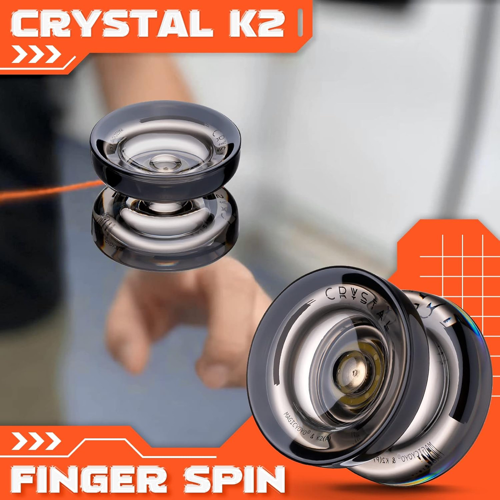 Yo-Yo Plastic K2 Crystal Black Responsive Unresponsive Beginner Trick Display