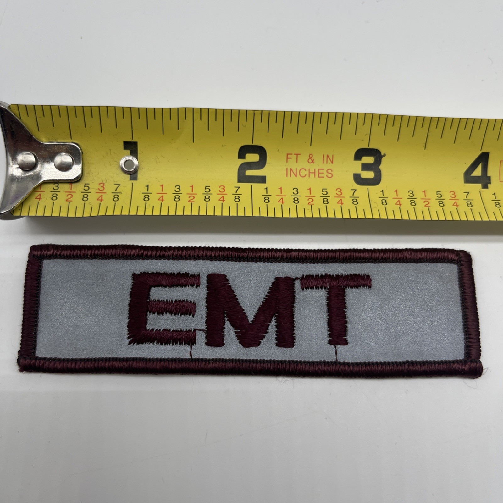 Emergency Medical Technician EMT Tab Tape Patch Maroon Reflective HyVis 3.75”