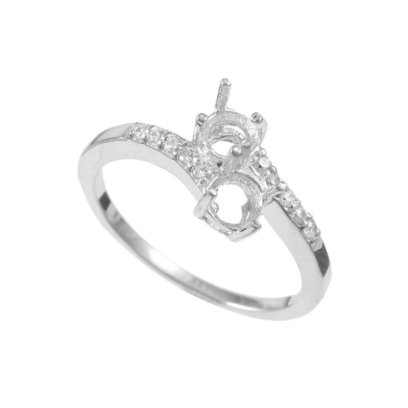 Semi Mount Ring Stone Setting Size 4X4 MM 2 Piece Round 925 Sterling Silver Ring