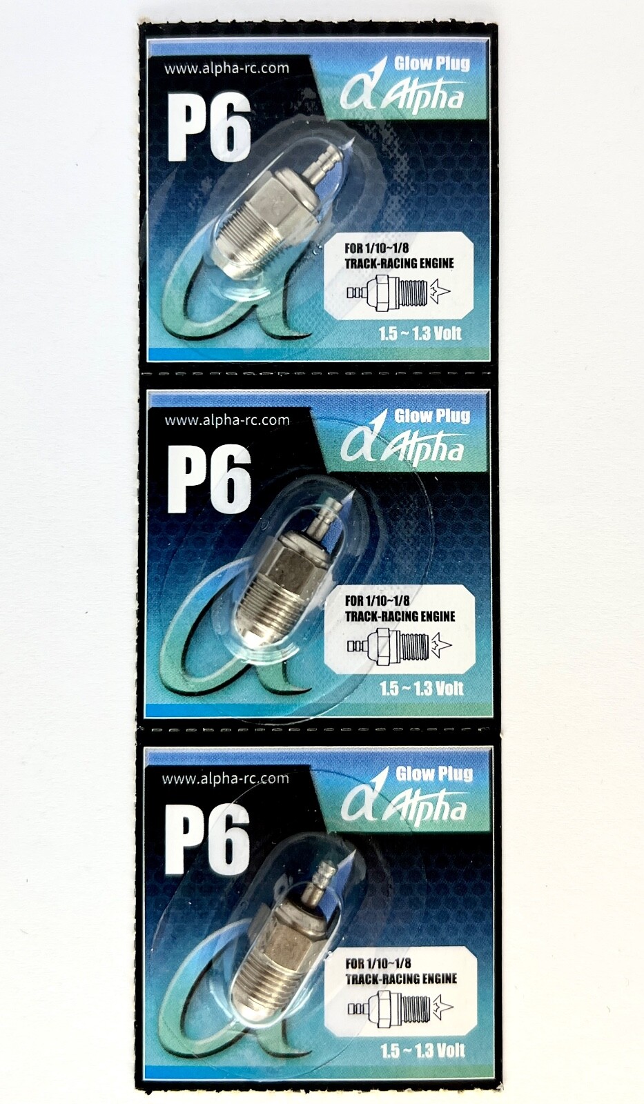 Glow Plug P6 Turbo Cold Off-Road Nitro Alpha Plus - Pack of 3 - .21, .28 Lutz RC