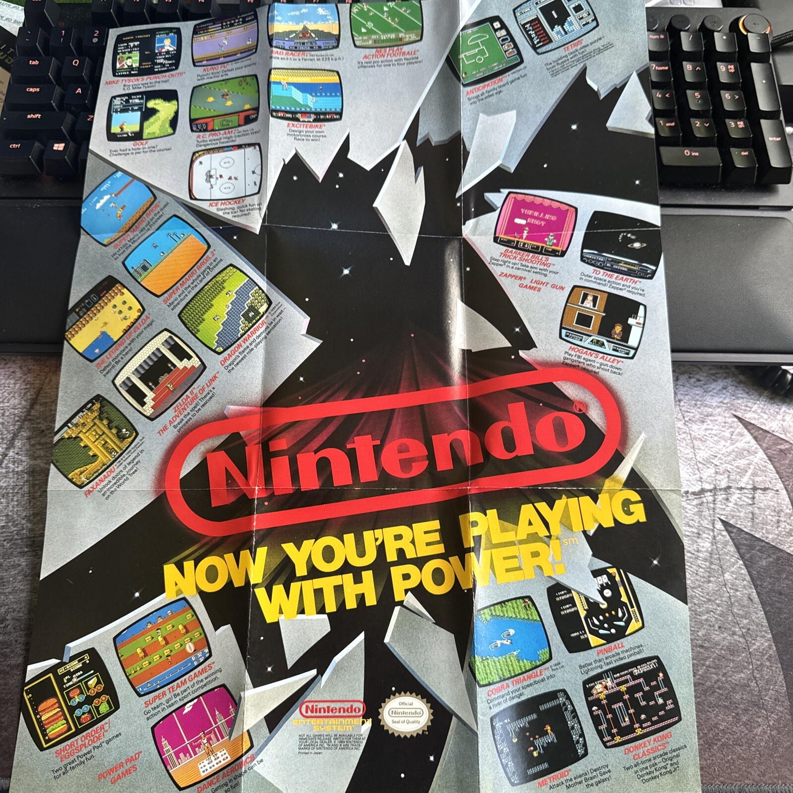 Vtg Nintendo Now You’re Playing With Power Fold Out Poster