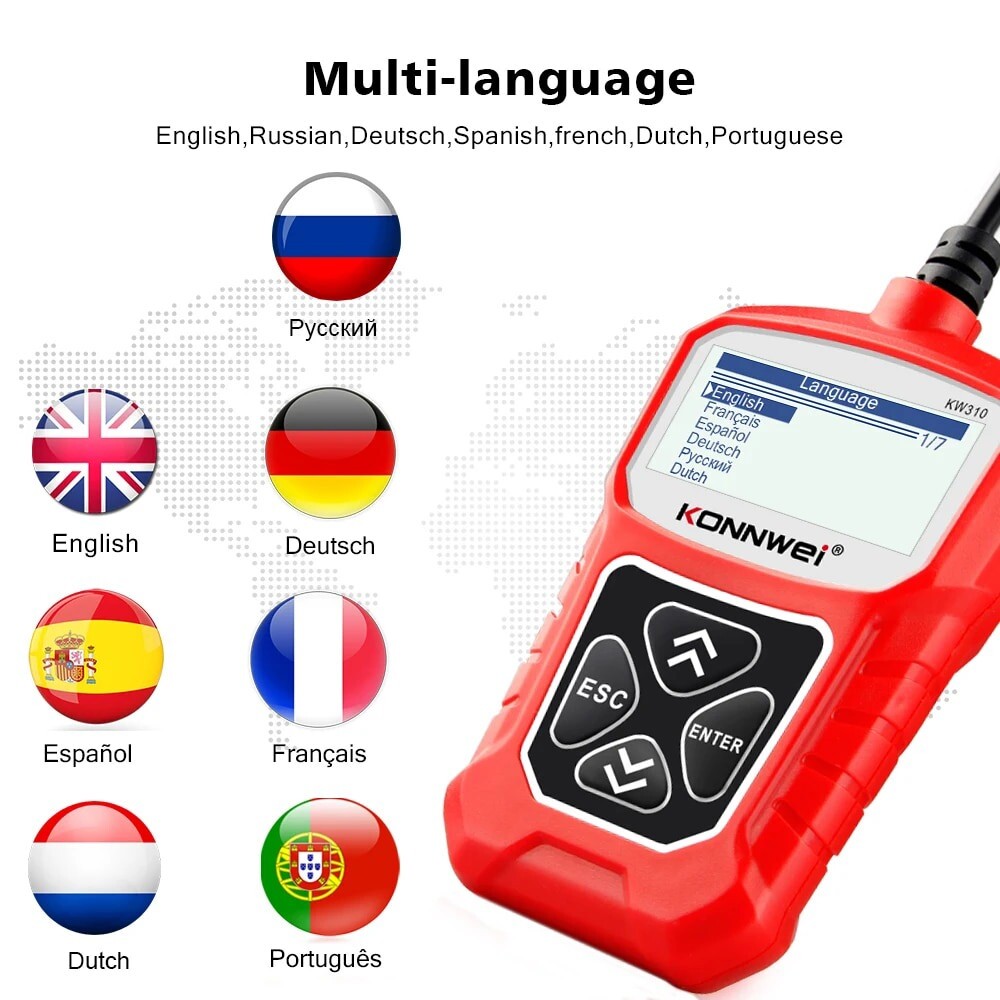 KONNWEI KW310 OBD2 Diagnostics Scanner Tool Check Engine Light Erases Codes