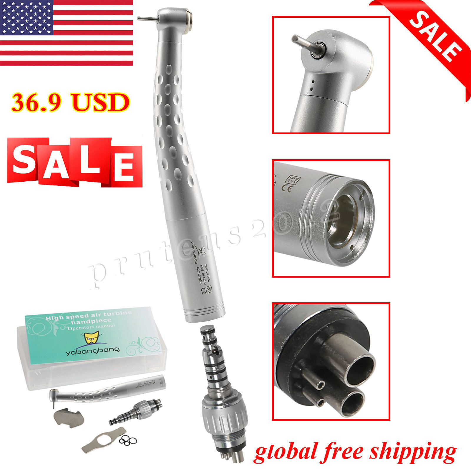 Dental High Speed Handpiece with 4 Hole Swivel Quick Coupler M