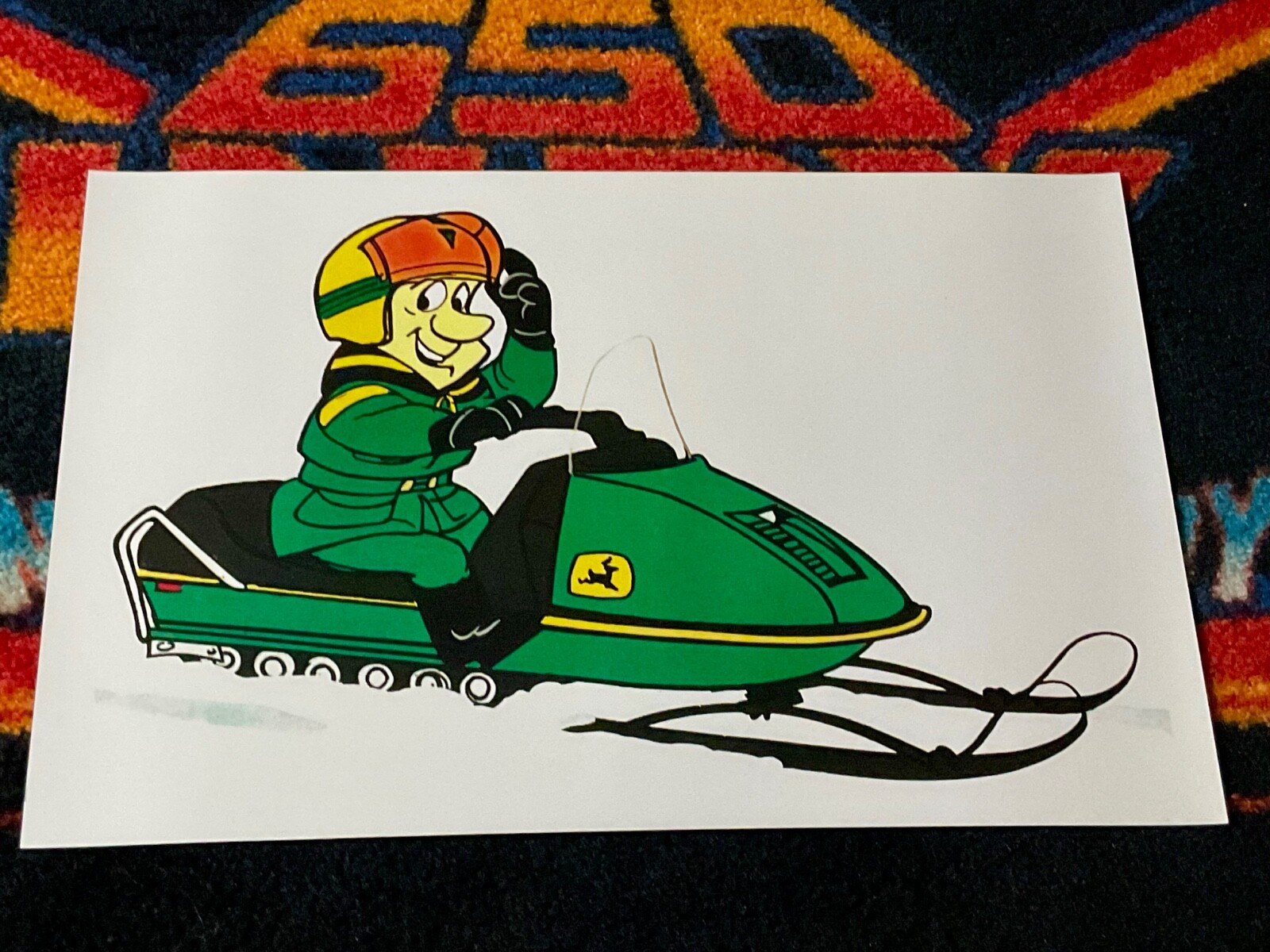 🏁 ‘70s JOHN DEERE SNOWMOBILE SAFETY SAVVY Poster vintage sled 🟢🟡