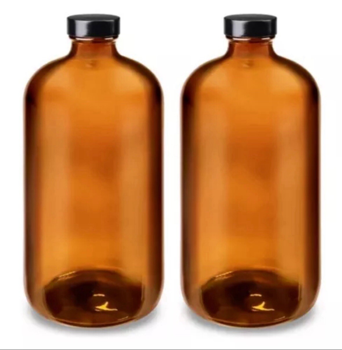 32 oz Amber Glass / Boston Round W Cap