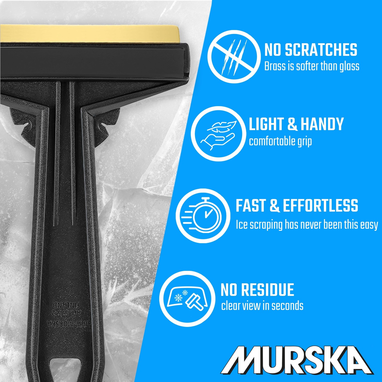 Car Ice Scraper Brass Blade - fast, easy & efficient - [ 2 Pack ] Brass Ice S...