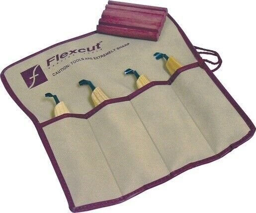 Flexcut Right - Handed Four Piece Scorp Set Includes Carrying Pouch - KN150