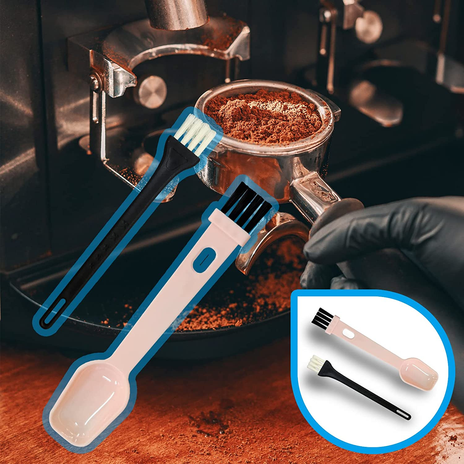 7 Pcs Coffee Machine Cleaning Brush, Espresso Machine Brush with Detachable Head