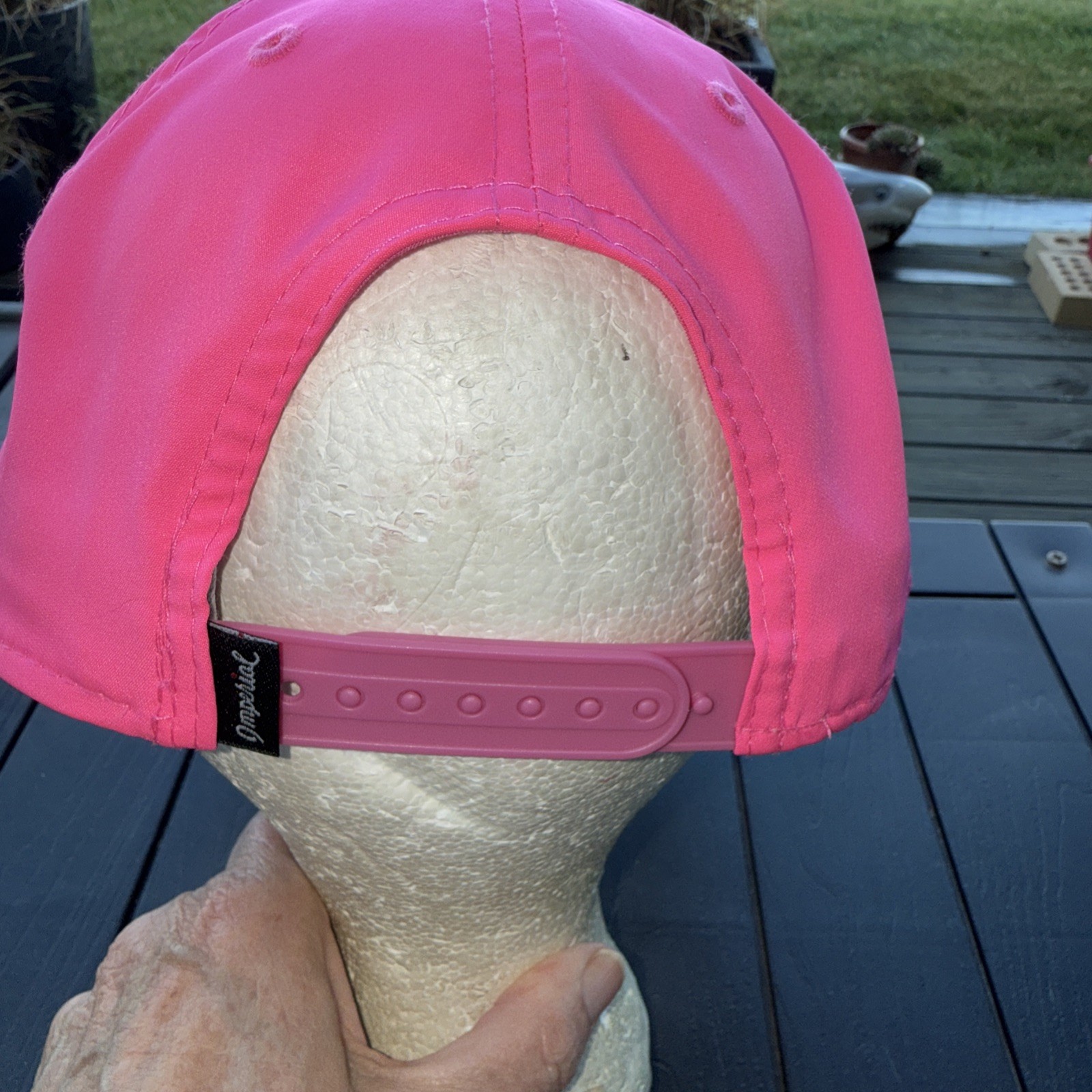 Arcadia Bluffs in White Script w Rope on Bright Pink Polyester Hat Cap SnapBack