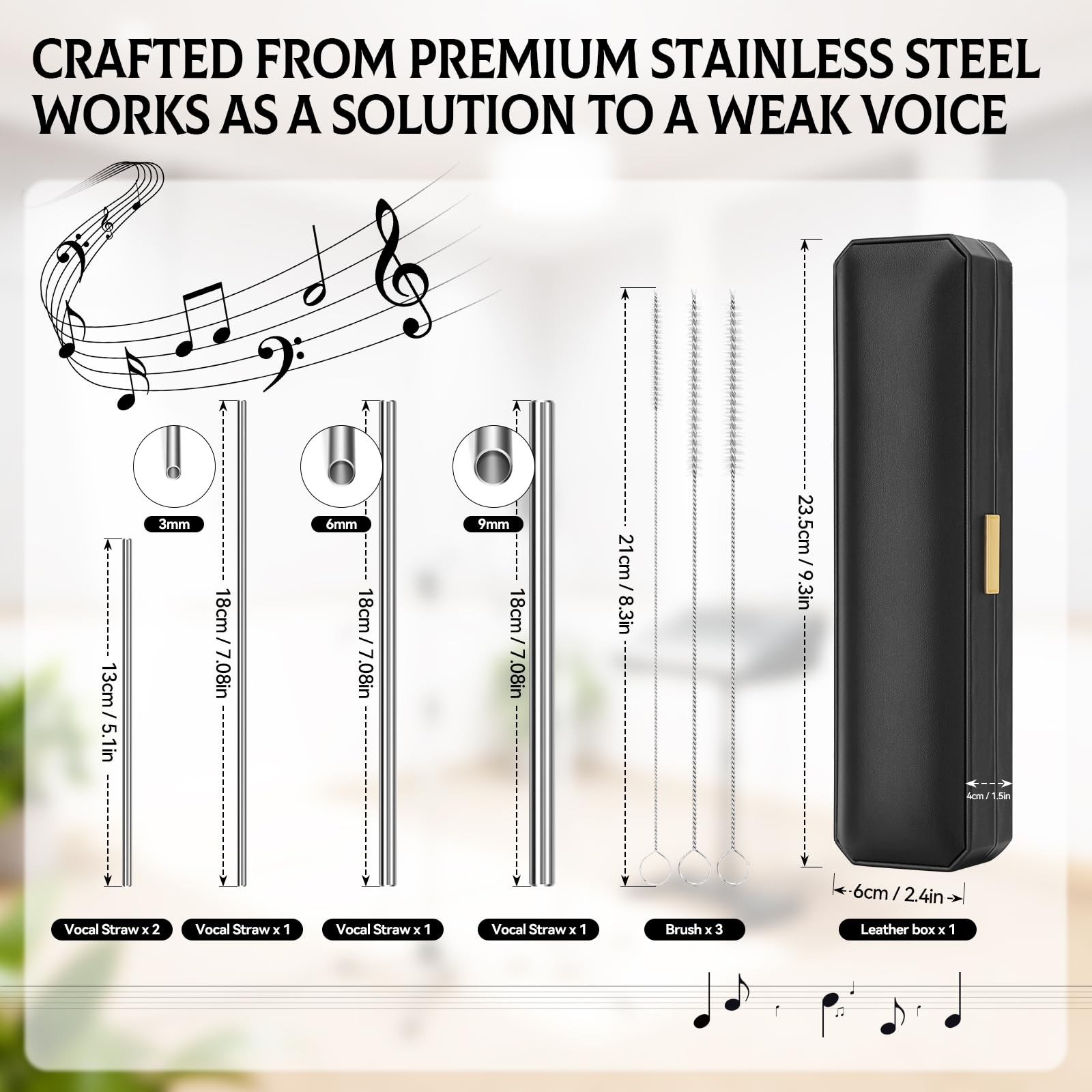 Singing Straw Tool Set Stainless Steel Vocal Training Aid for Voice