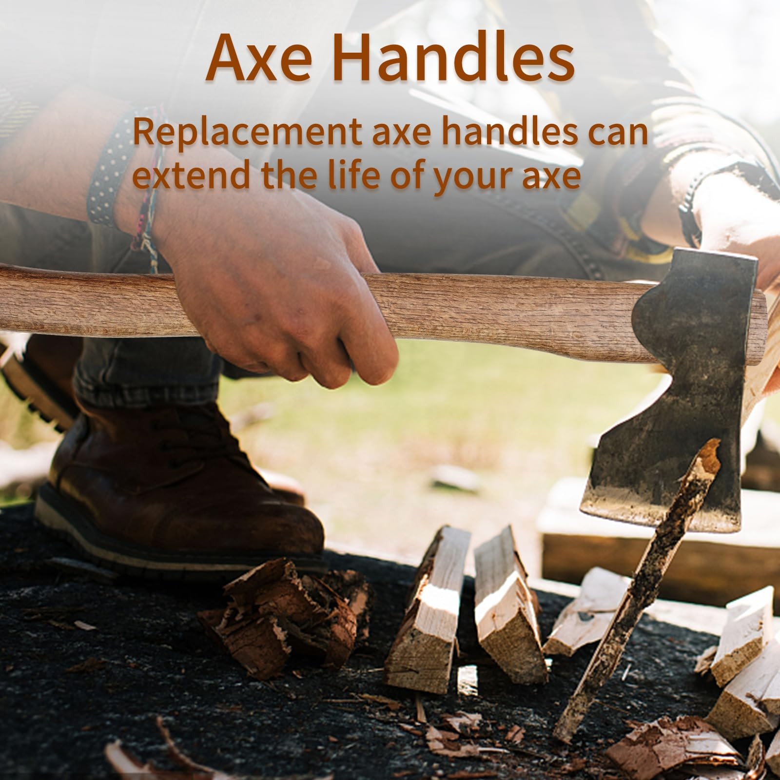 XQSL 2-Pack Wood Axe Handle Replacement 17" & 23.6" Hatchet Pick Handles