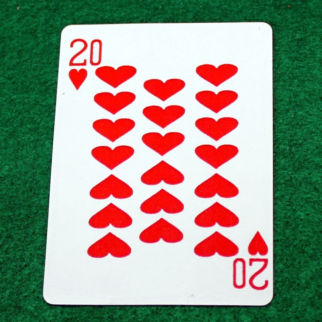 20 of Hearts, Bicycle Printed Gaff Card, Blue