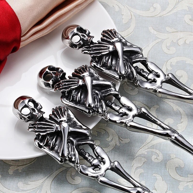 Skeletal Knife, Fork, Spoon Stainless Steel Kitchen Eating Utensil Set