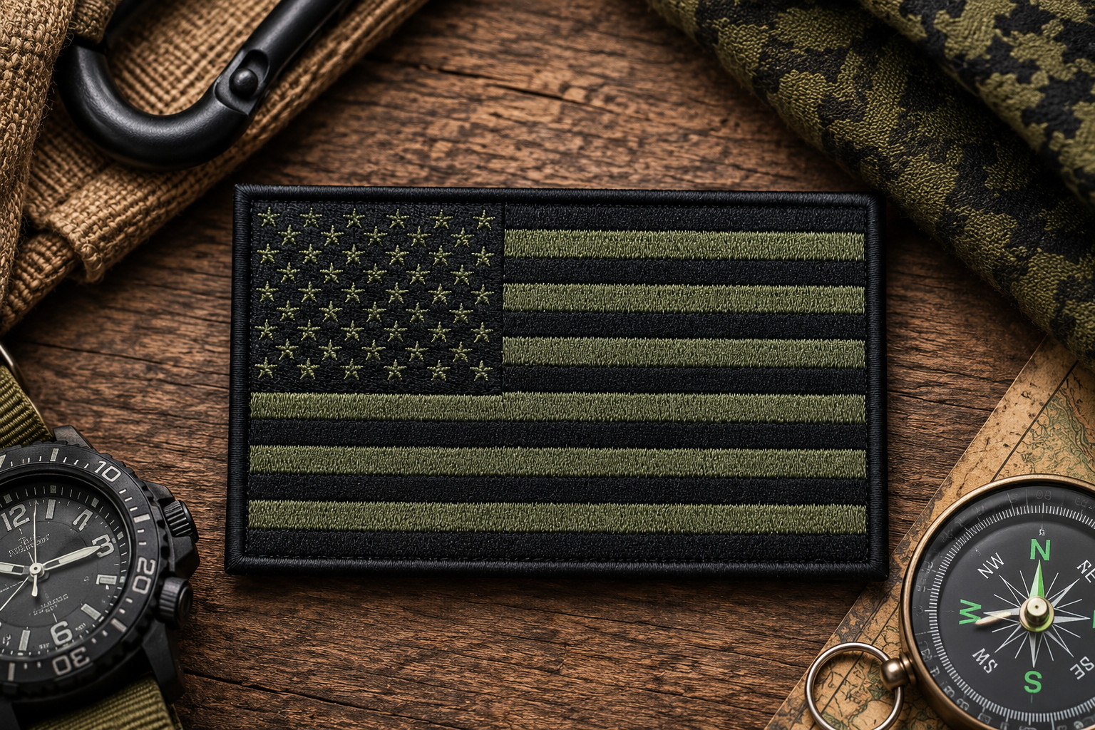 AMERICAN FLAG PATCH embroidered iron-on OLIVE DRAB USA US United States QUALITY