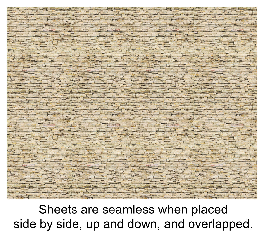 N Scale Stone Model Train Scenery Sheets –5 Seamless 8.5x11 White