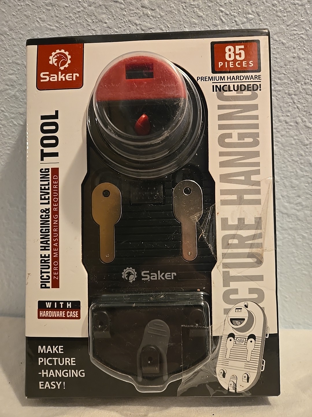NEW SAKER PICTURE HANGING & LEVELING TOOL KIT 85 PIECES WITH HARDWARE CASE