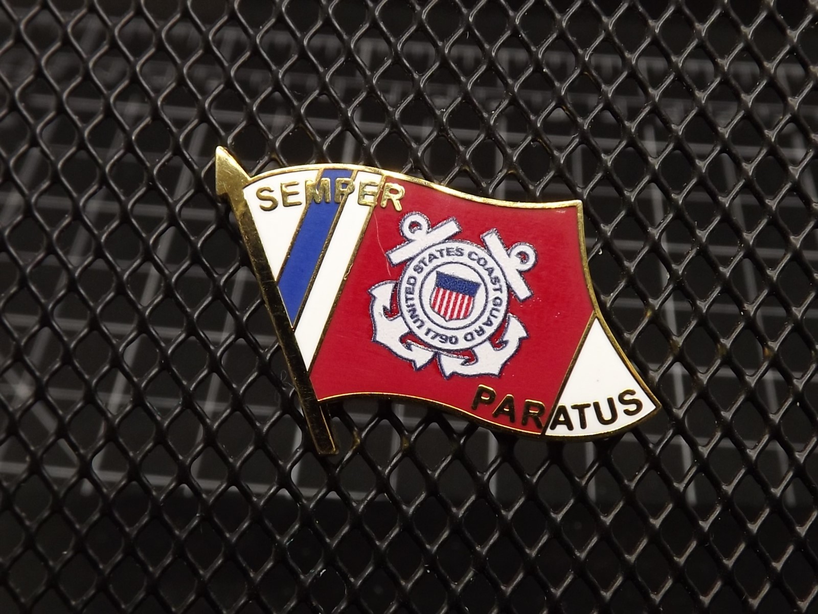 FREE SHIP Lapel Pin United States Coast Guard Flag Semper Paratus Enamel 1"