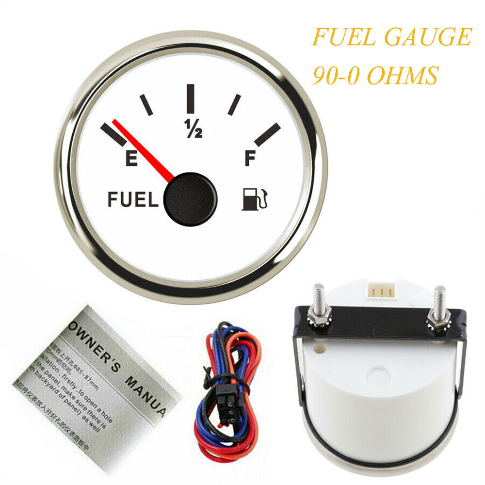 52mm 2-1/16'' Fuel Level Gauge 90-0 ohms For Car Marine Truck Red LED USA STOCK