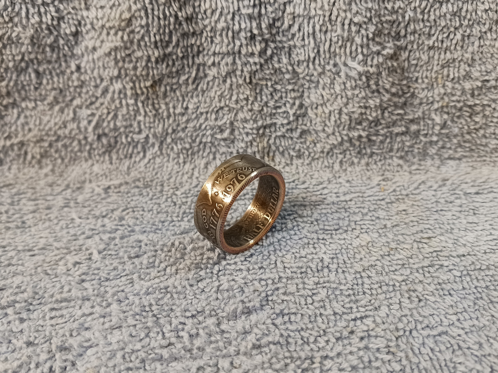 1976 Kennedy Half Dollars  size 12  coin ring  Handmade mixed metals (C)