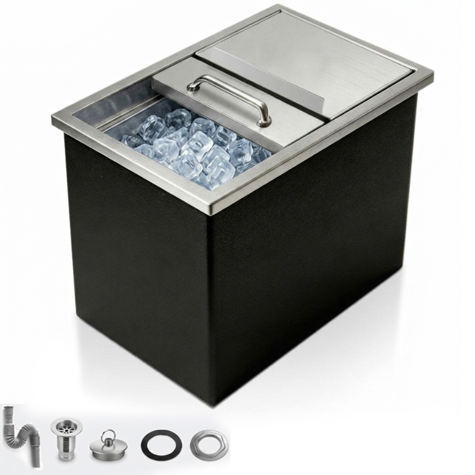Drop in Ice Chest Commercial 52L/54.95QT Ice Cooler Stainless Steel 18"x12"x15"