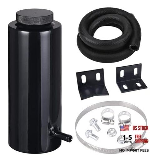 Coolant Overflow Tank, Radiator Overflow Bottle 800ml Aluminum Universal Black