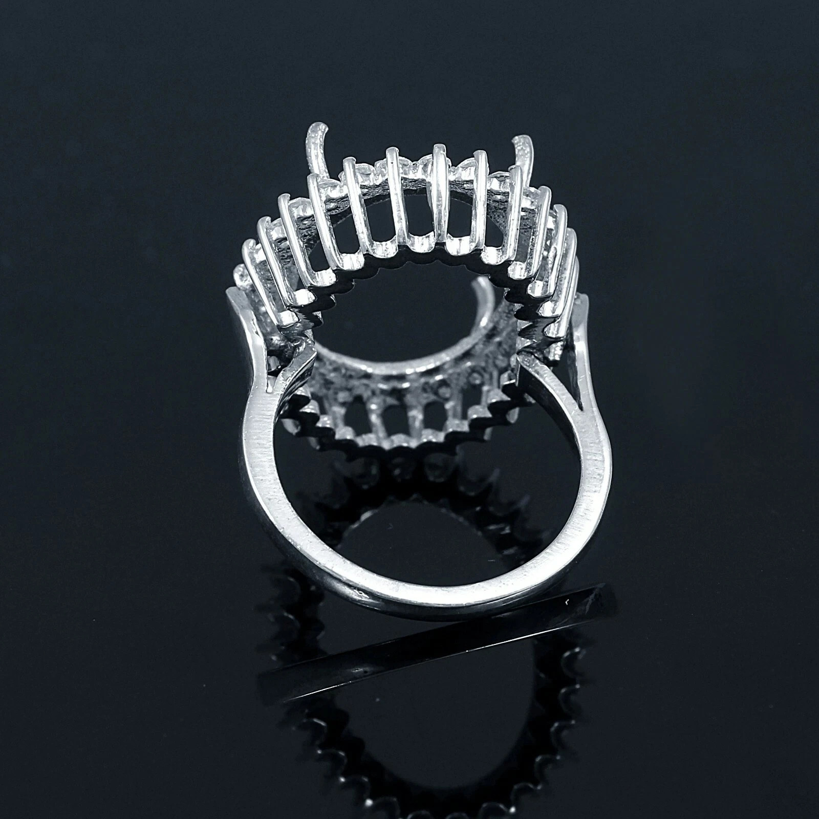 Semi Mount Ring Stone Setting Size 20X15 MM Oval Shape 925 Sterling Silver Ring