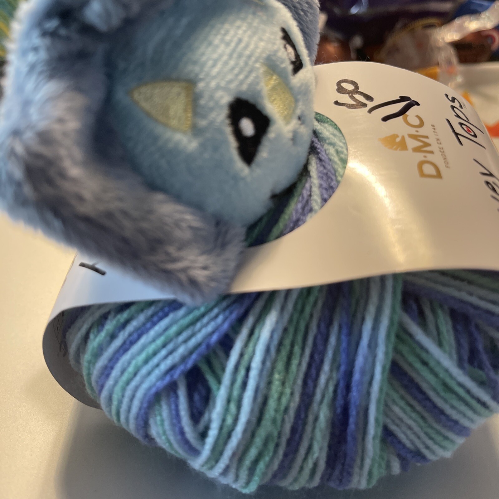 DMC Top This Knitting Hat Kit 2016 Triceratops Pattern Inside Pacifier Clip