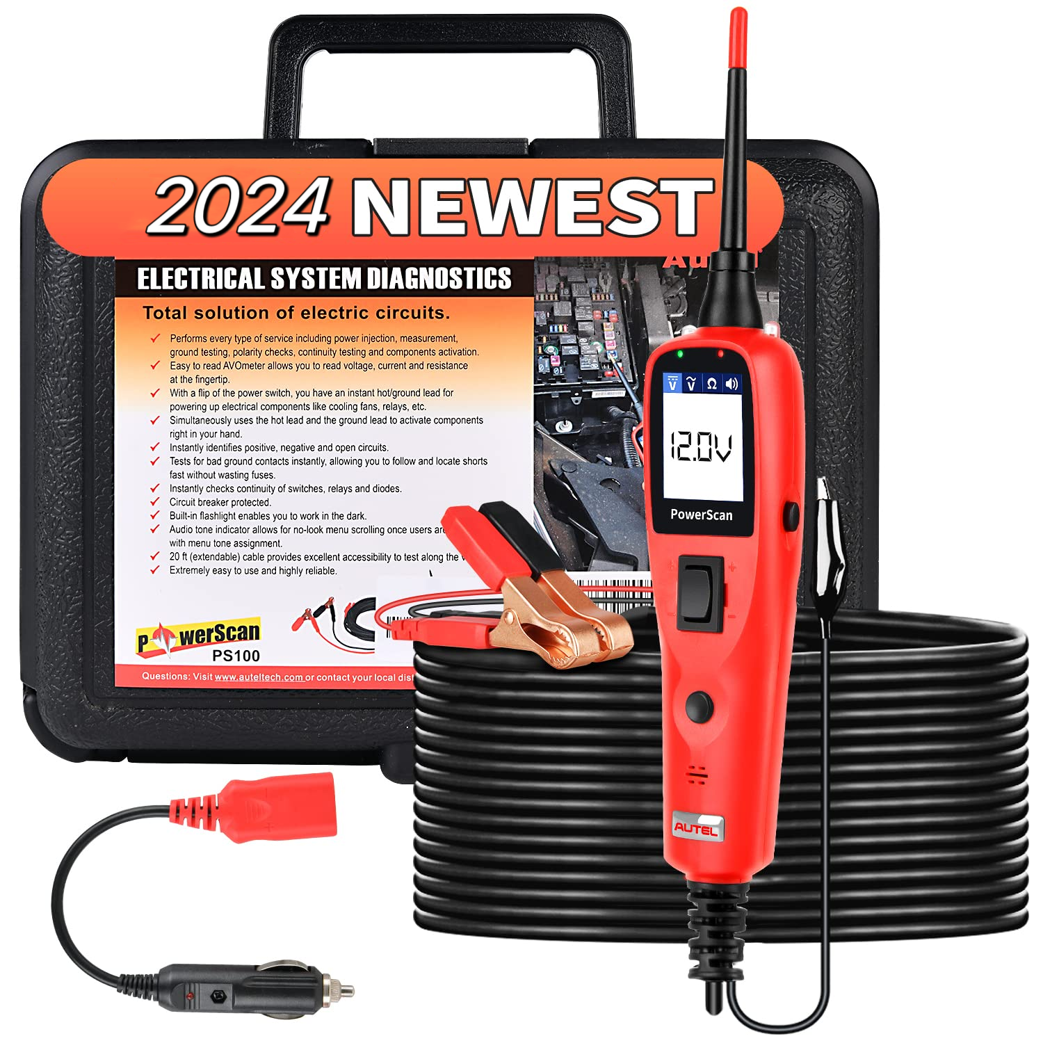 Autel Power Scan PS100 Circuit Tester Electrical Power Probe 12V/24V Diagnostic