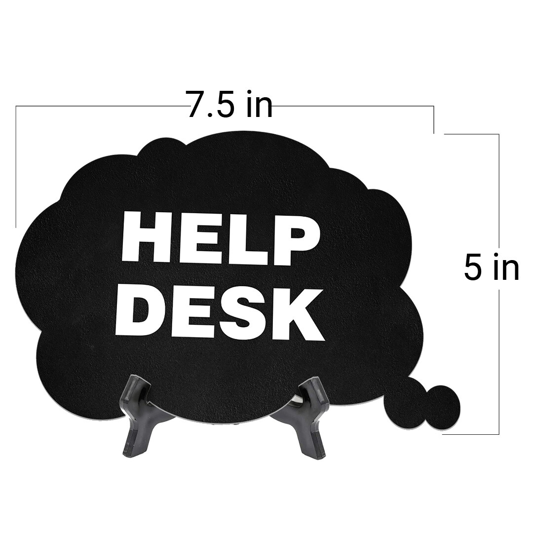 Help Desk Cloud Speech Bubble (6 x 4") Table Sign With Acrylic Easel