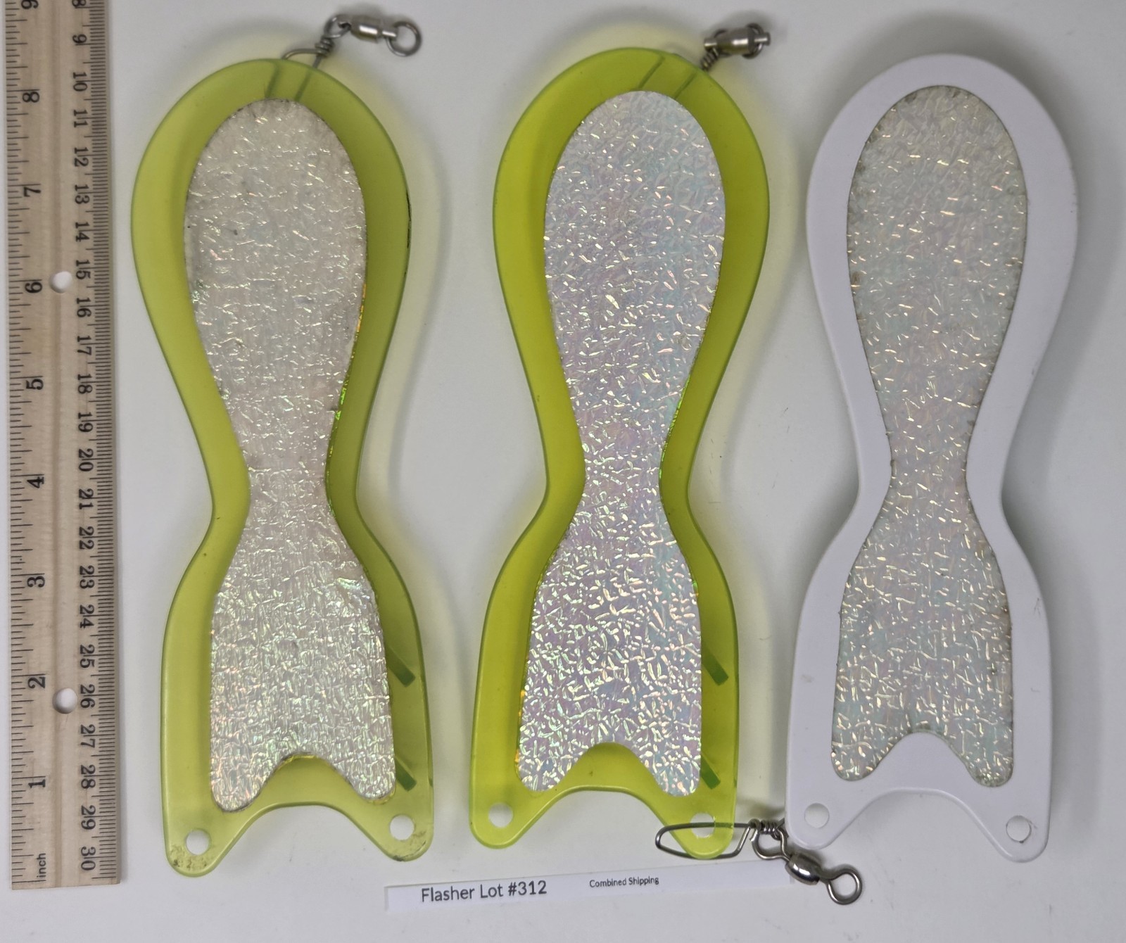 Flasher Lot #312 8" Salmon Trolling Spin Dr Doctor Flashers Green Glow Blue x3
