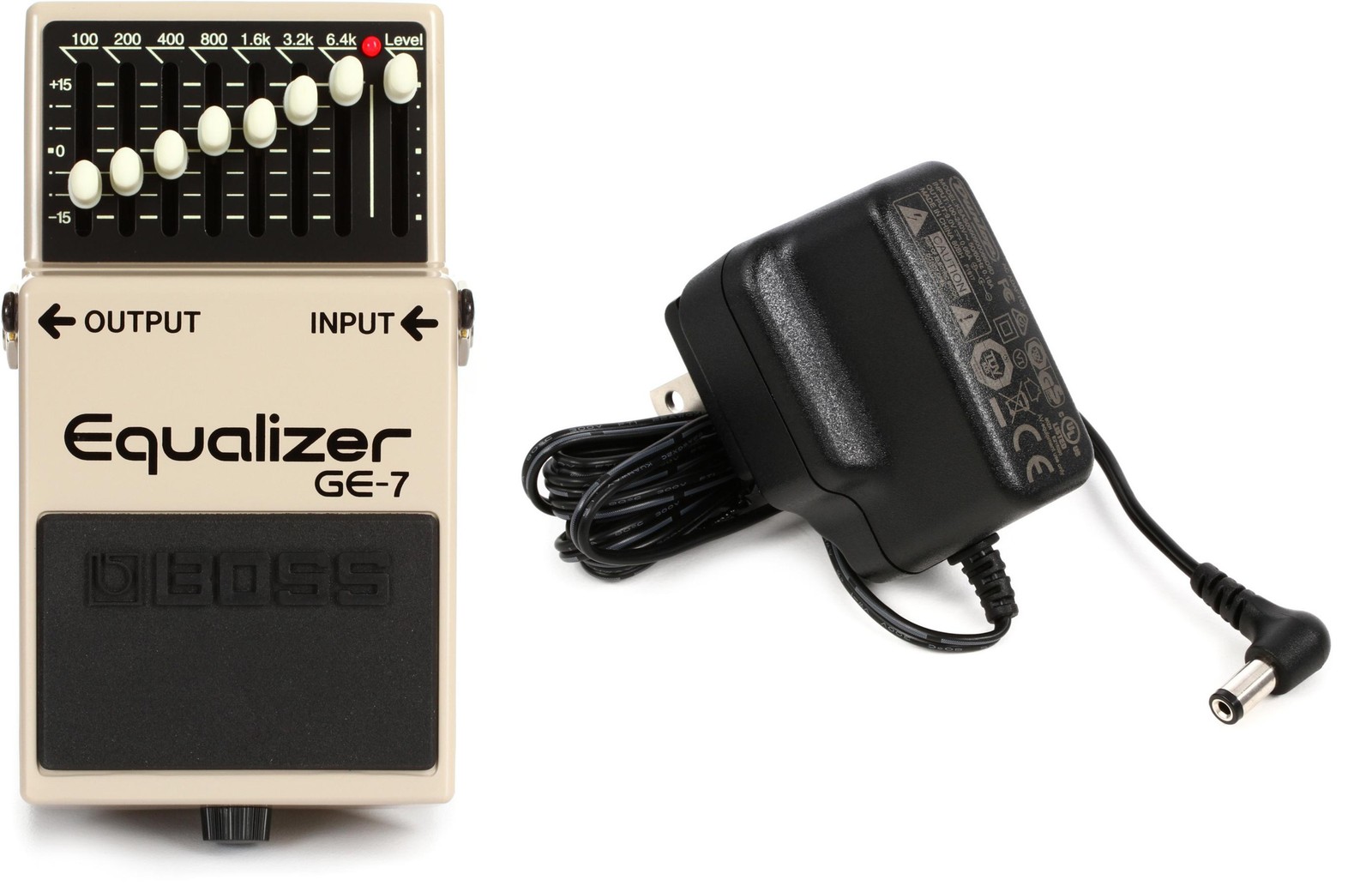 Boss GE-7 7-band EQ Pedal + Dunlop ECB-003 9V DC Adapter Value Bundle