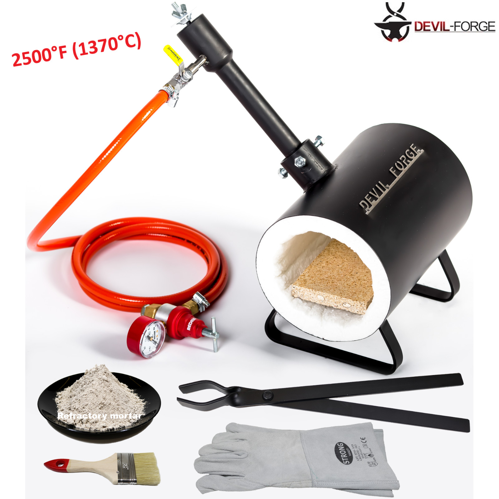 DEVIL-FORGE DFS Gas Propane Forge Farrier Burner Furnace Kiln +Tongs USA (NEW)