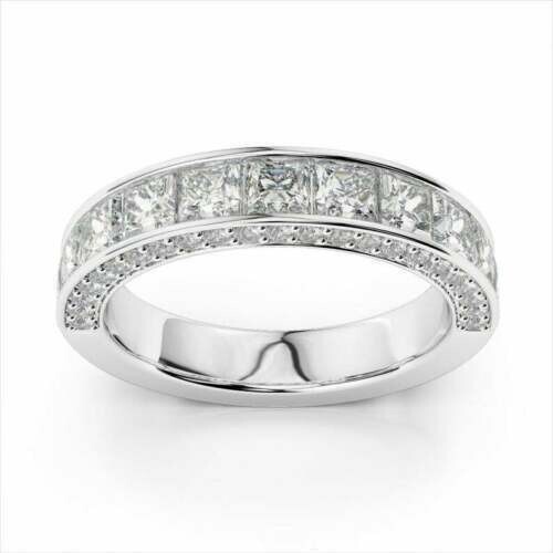 3.10 Ct Princess Cut White Diamond Lab-Created Wedding Ring 925 Sterling Silver